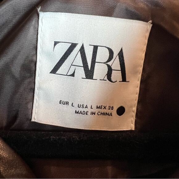 Zara Blogger Chocolate Brown Faux Leather Puffer Jacket. - Picture 9 of 10